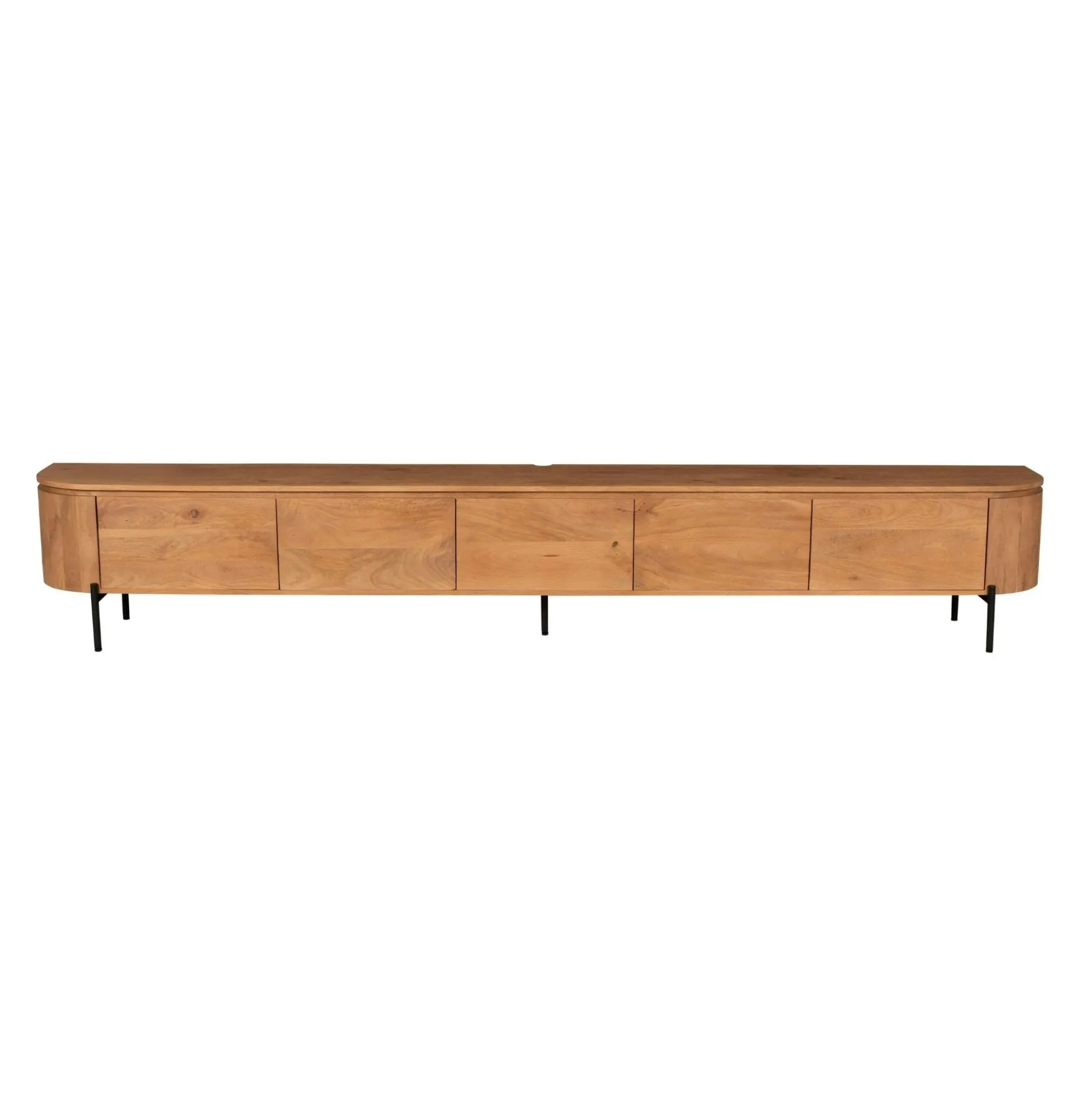 Long meuble TV suspendu en bois, bords arrondis 280 cm AREZZO