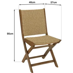 Lot de 2 chaises pliantes acacia huilé et rotin synthétique OSTIA