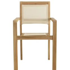Lot de 2 fauteuils empilables teck et textilène couleur beige ALERIA