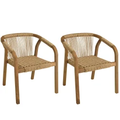 Lot de 2 fauteuils en acacia huilé et cordage synthétique OSTIA