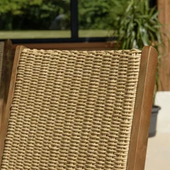 Lot de 2 fauteuils pliants acacia huilé et rotin synthétique OSTIA