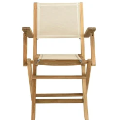 Lot de 2 fauteuils pliants teck et textilène couleur beigeALERIA