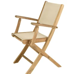 Lot de 2 fauteuils pliants teck et textilène couleur beigeALERIA