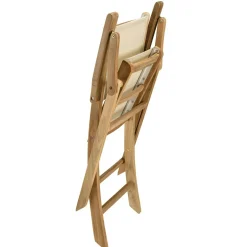 Lot de 2 fauteuils pliants teck et textilène couleur beigeALERIA