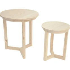 Lot de 2 tables d'appoint rondes Hévéa D50xH55cm SIXTIES