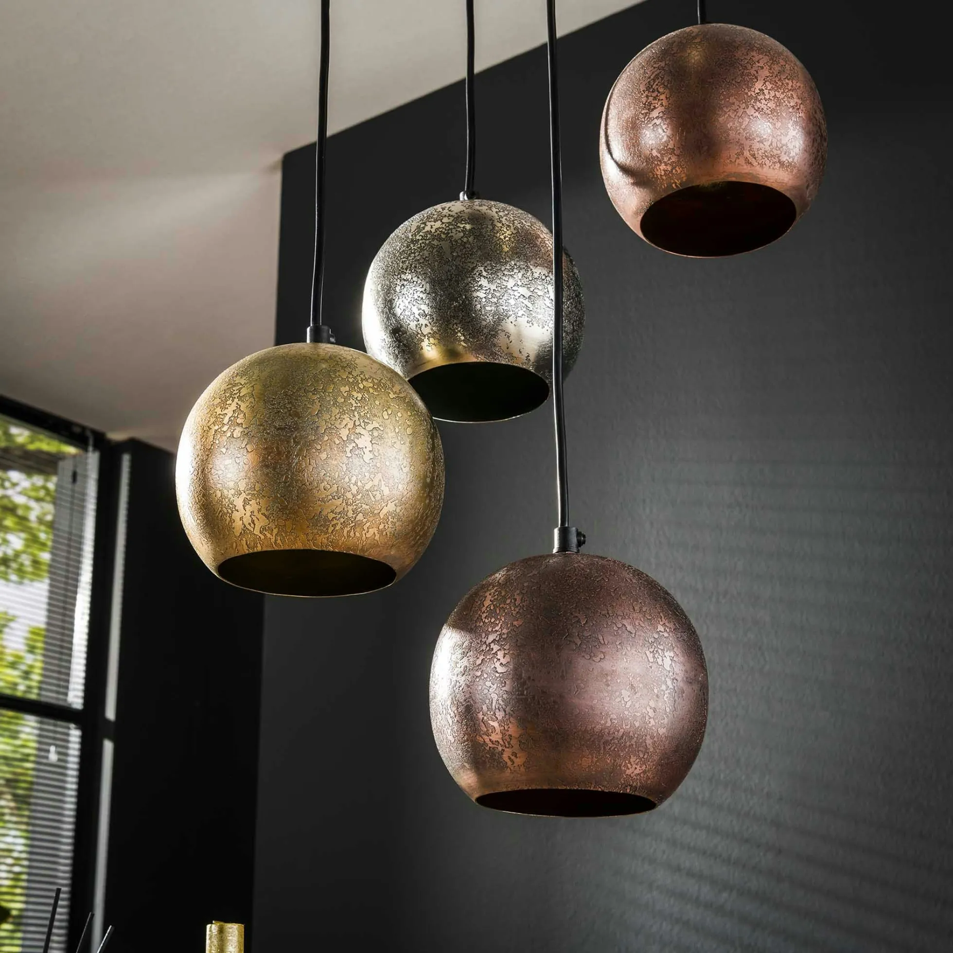 Luminaire vintage 6 lampes globes en verre RALF