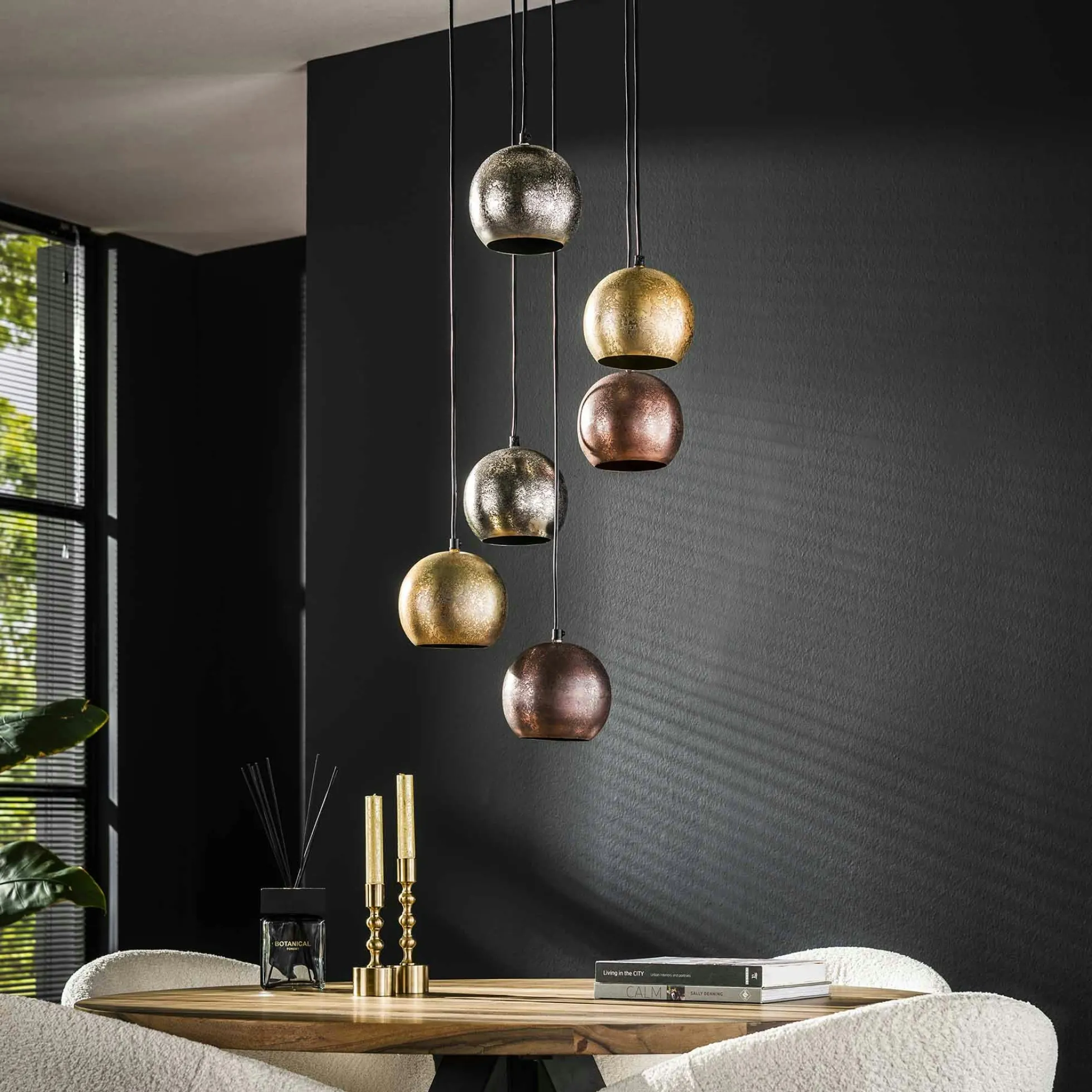 Luminaire vintage 6 lampes globes en verre RALF