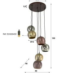 Luminaire vintage 6 lampes globes en verre RALF