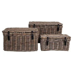 Malle de rangement en rotin avec attaches (lot de 3) MANY