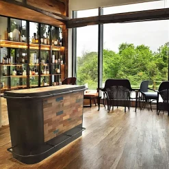 Meuble bar bois recyclé arrondi à gauche 164x60 CARAVELLE