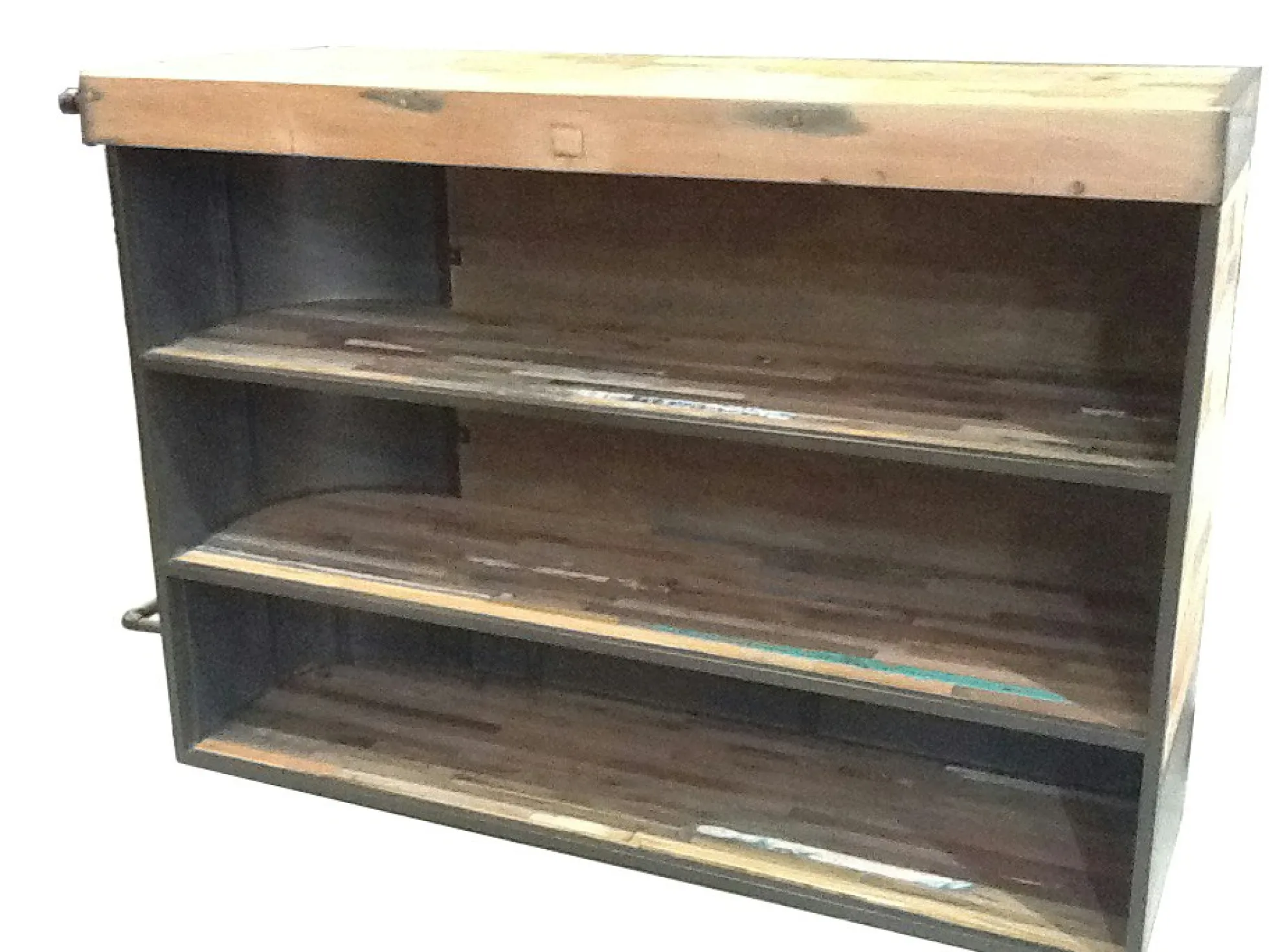Meuble bar bois recyclé arrondi à droite 164x60 CARAVELLE