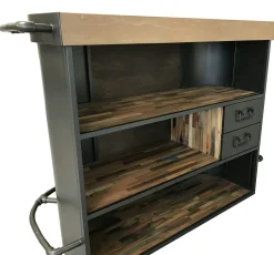 Meuble bar bois recyclé central 144x60 CARAVELLE