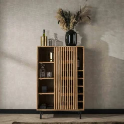 Meuble bar en bois d'acacia motif baguette MELBOURNE