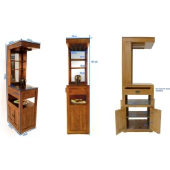 Meuble bar haut hévéa massif 190cm HELENA