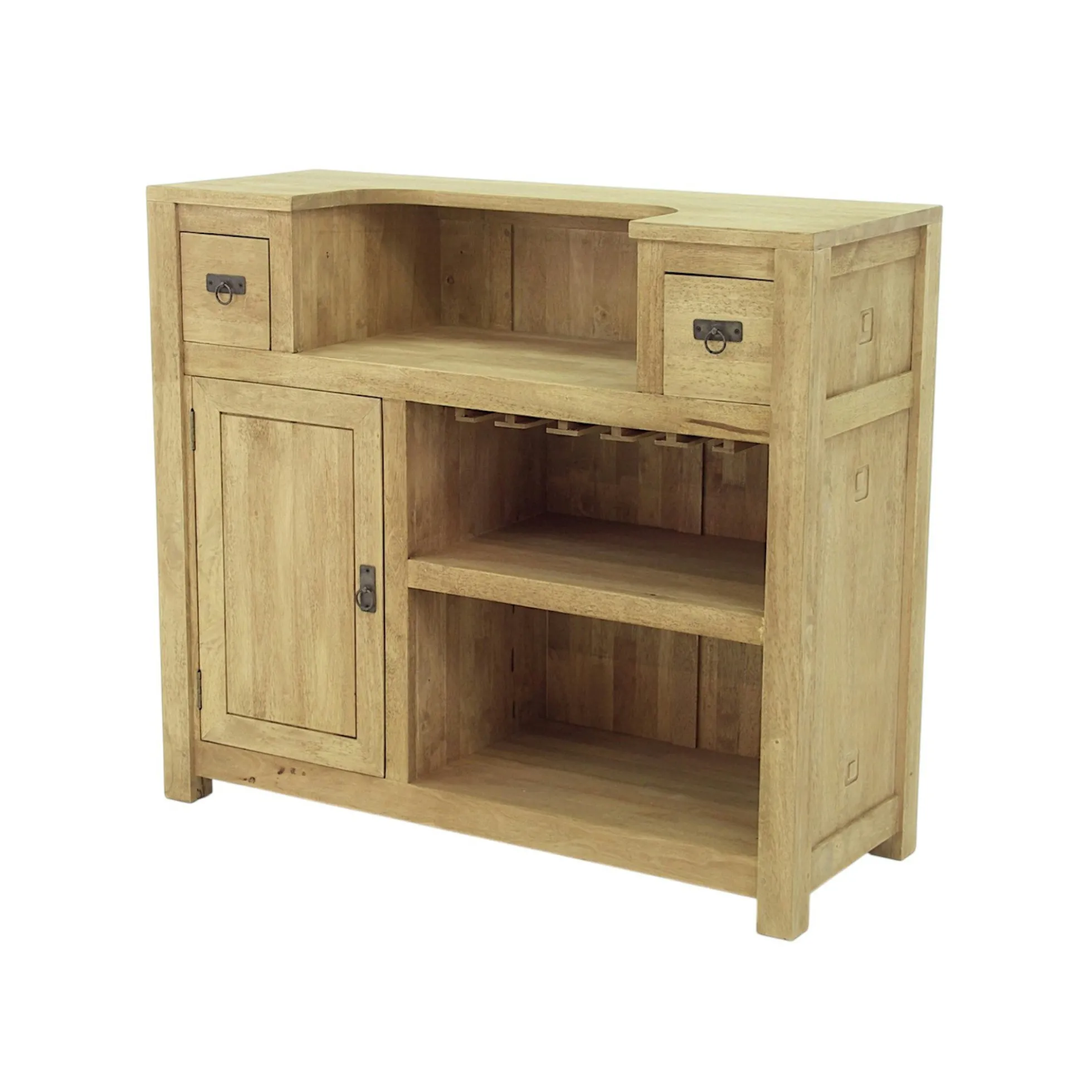 Meuble bar hévéa 120x46x105cm TESSA