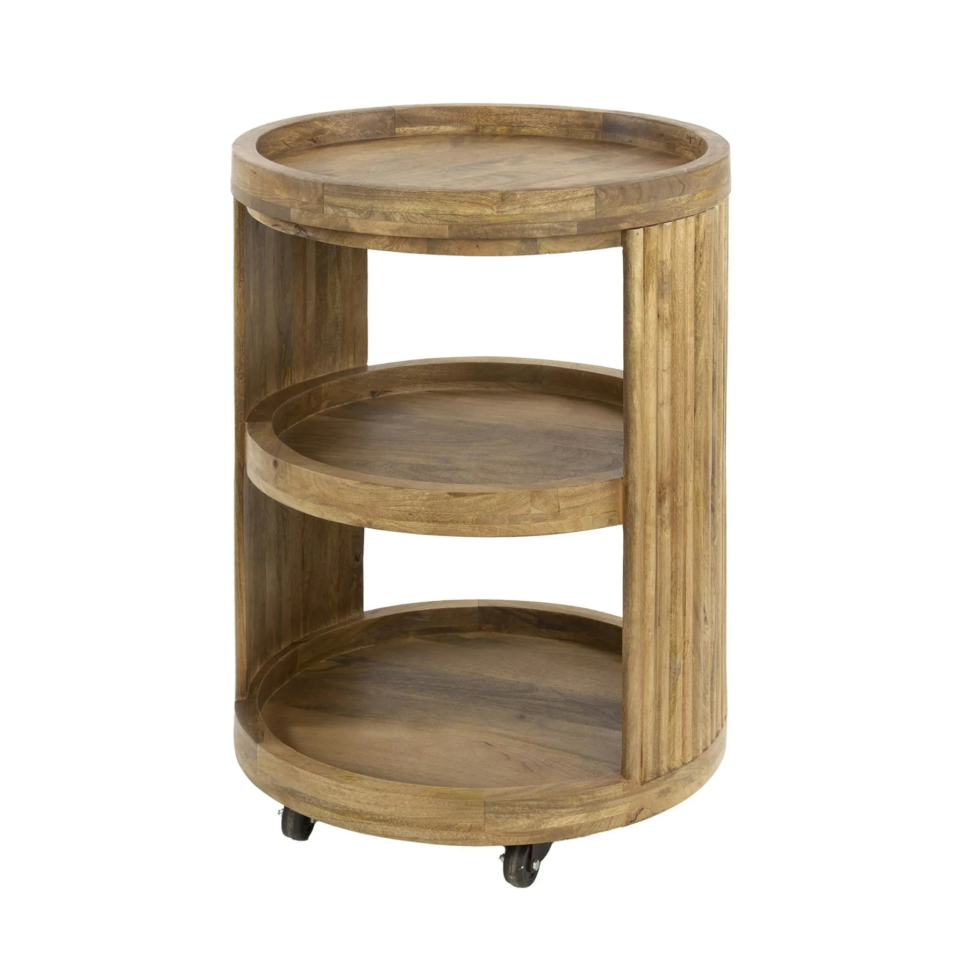 Meuble bar sur roulettes en bois de manguier strié CREEK