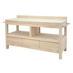 Meuble bas salle de bain 3 tiroirs hévéa 154cm OLGA