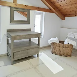 Meuble bas 2 tiroirs salle de bain hévéa 90cm OLGA
