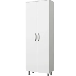 Meuble colonne salle de bains blanc 2 portes H 173, 6 cm JENA