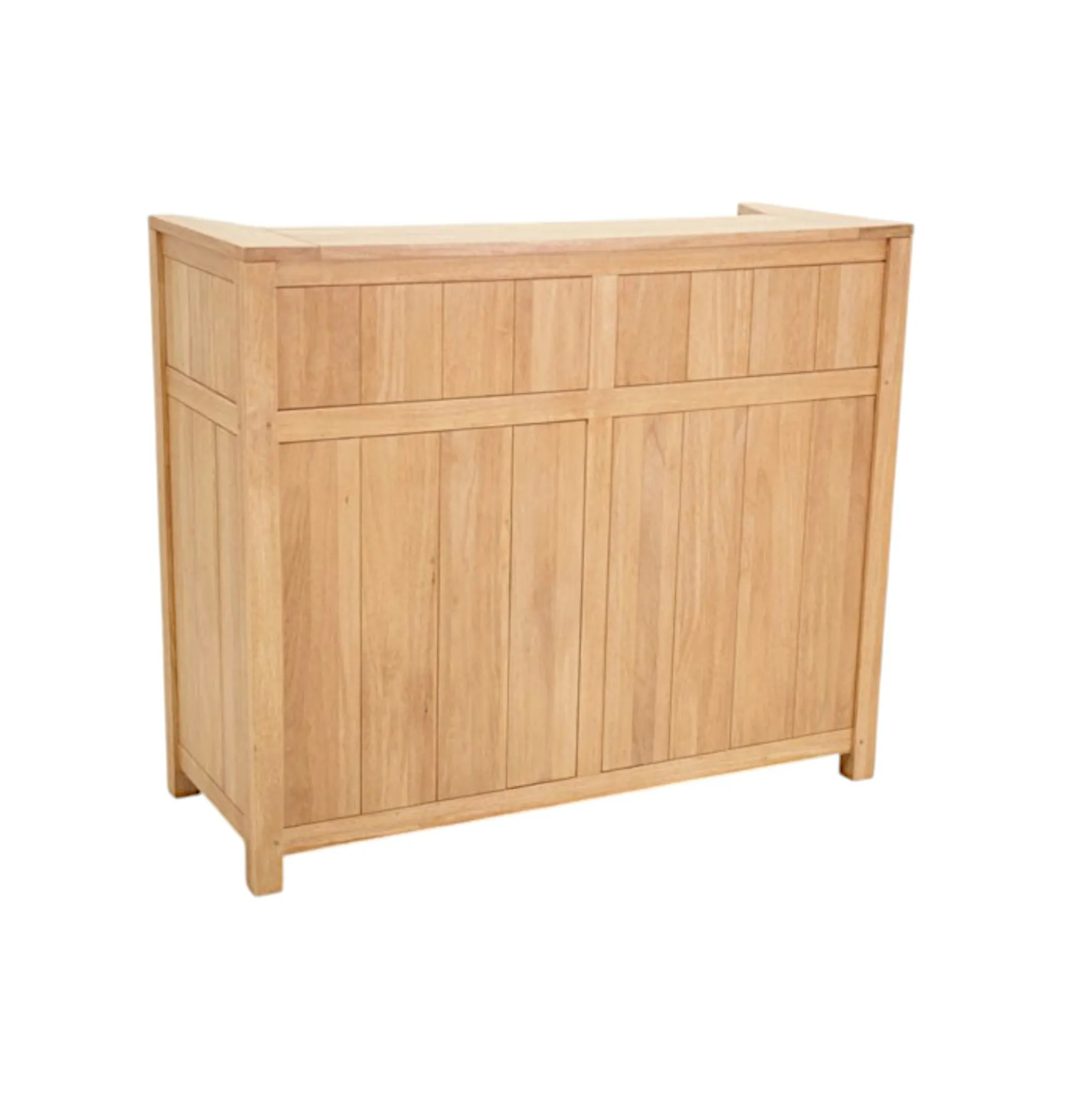 Meuble de Bar Hévéa 1 porte, 2 tiroirs, 4 racks, 2 niches 124x50x105cm ATTAN