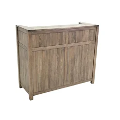 Meuble de Bar Hévéa 1 porte, 2 tiroirs, 4 racks, 2 niches 124x50x105cm ATTAN