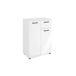 Meuble de rangement blanc 2 portes 1 tiroir ALVA