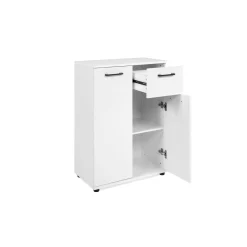 Meuble de rangement blanc 2 portes 1 tiroir ALVA