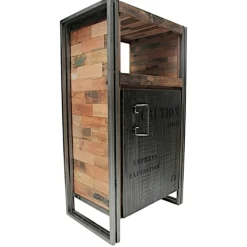 Meuble de rangement bois recyclé 1 porte 60x107 CARAVELLE