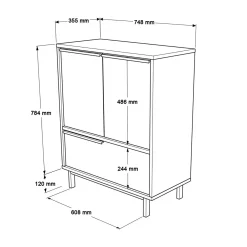Meuble de rangement bureau 3 portes décor bois JENA