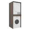 Meuble machine à laver et sèche-linge décor bois foncé NIX