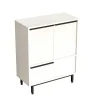 Meuble rangement bureau blanc 3 portes poignées noires JENA