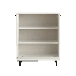 Meuble rangement bureau blanc 3 portes poignées noires JENA