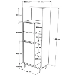 Meuble rangement bureau décor bois 2 portes 4 niches JENA