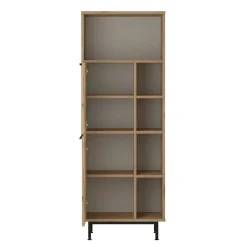Meuble rangement bureau décor bois 2 portes 4 niches JENA
