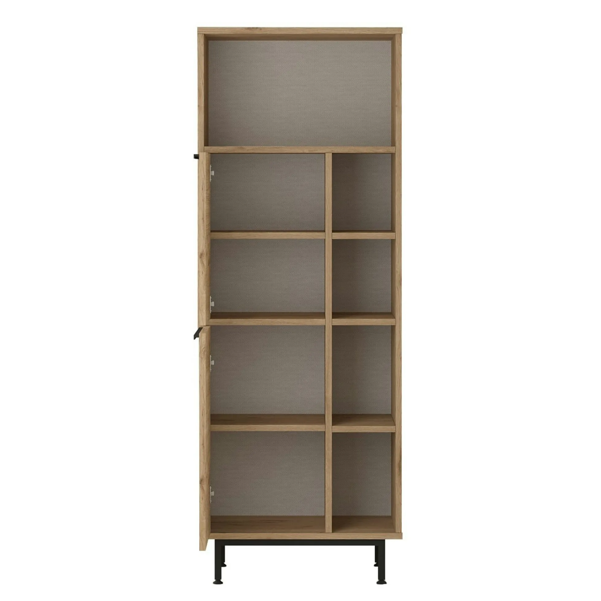 Meuble rangement bureau décor bois 2 portes 4 niches JENA