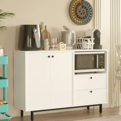 Meuble rangement cuisine blanc 2 portes 2 tiroirs JENA