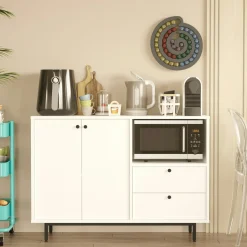 Meuble rangement cuisine blanc 2 portes 2 tiroirs JENA