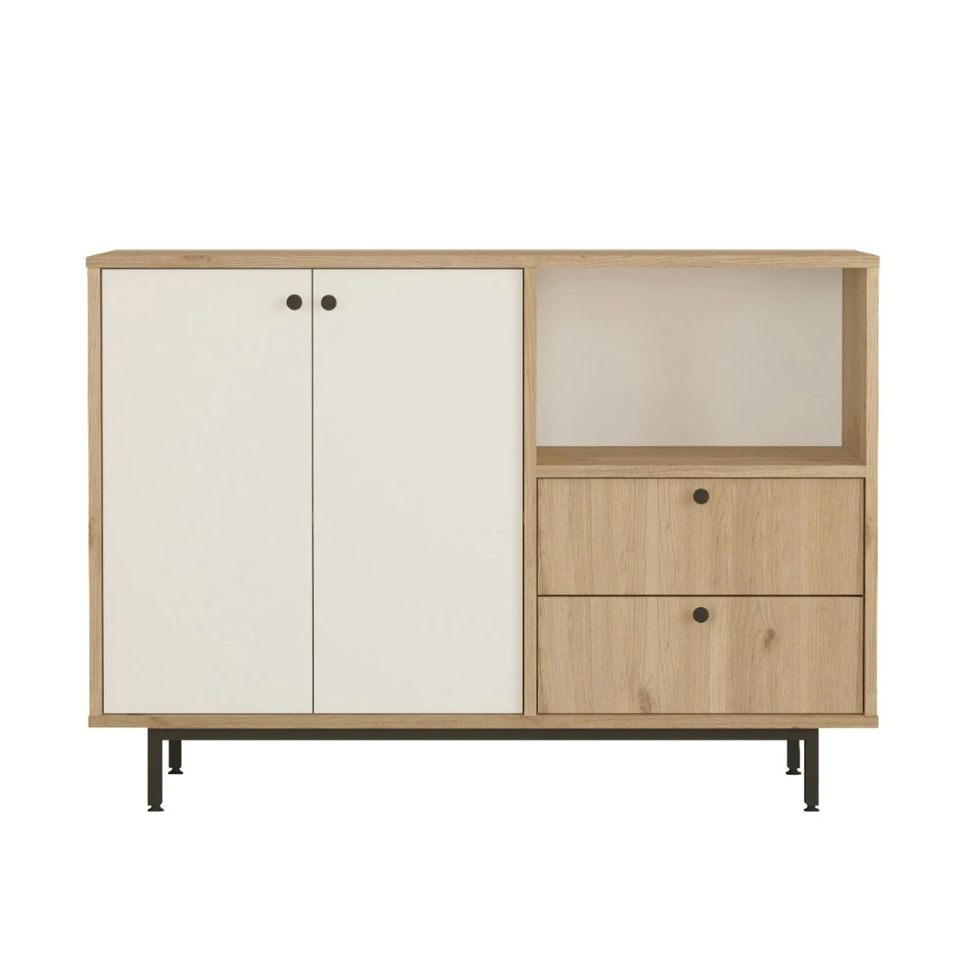 Meuble rangement cuisine 2 portes blanches 2 tiroirs JENA