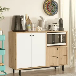 Meuble rangement cuisine 2 portes blanches 2 tiroirs JENA