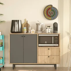 Meuble rangement cuisine 2 portes grises 2 tiroirs JENA