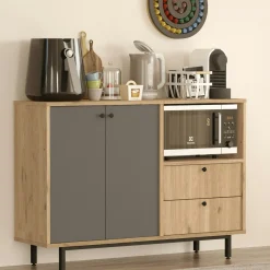 Meuble rangement cuisine 2 portes grises 2 tiroirs JENA
