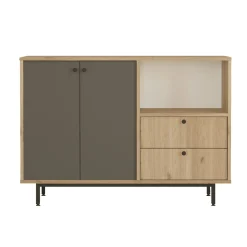 Meuble rangement cuisine 2 portes grises 2 tiroirs JENA