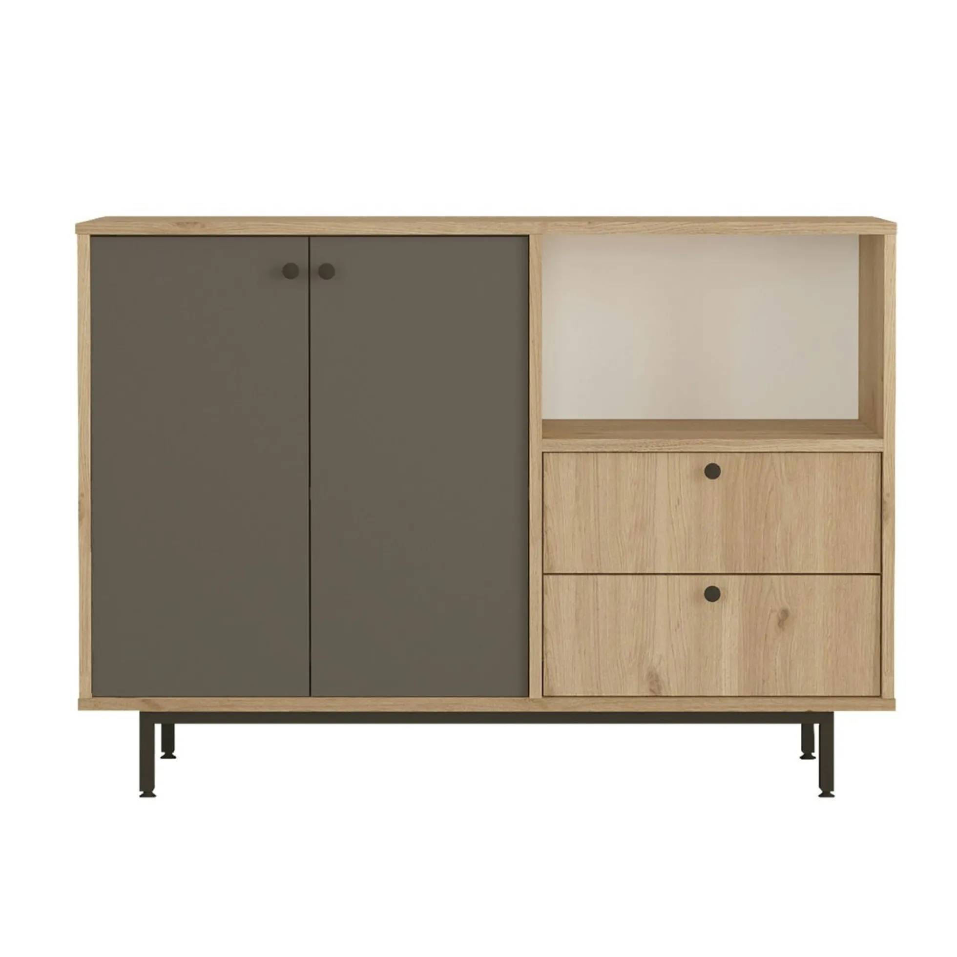 Meuble rangement cuisine 2 portes grises 2 tiroirs JENA