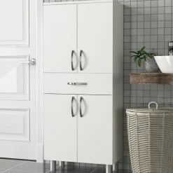 Meuble salle de bains blanc, 4 portes 1 tiroir JENA