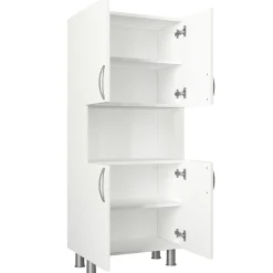 Meuble salle de bains blanc, 4 portes 1 niche JENA