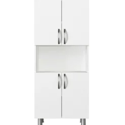 Meuble salle de bains blanc, 4 portes 1 niche JENA