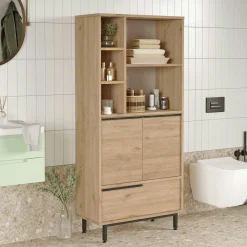 Meuble salle de bains moderne effet bois - 3 portes JENA