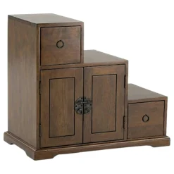 Meuble étagère escalier double face hévéa L67xP38xH60cm MAORI