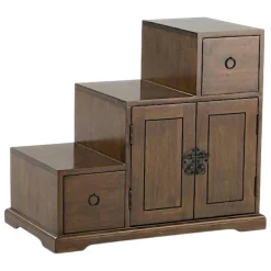 Meuble étagère escalier double face hévéa L67xP38xH60cm MAORI