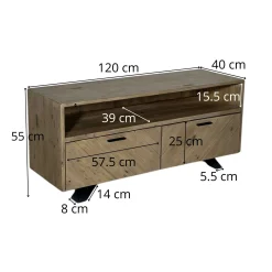 Meuble tv avec rangement bois recyclé VITTORIA